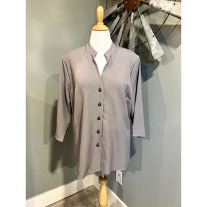 Susan Graver Light Gray Mandarin Collar Blazer XL